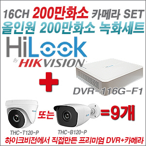[올인원-2M] DVR116GF1 16CH + 하이룩 200만화소 올인원 카메라 9개 SET (실내 /실외형 3.6mm출고 )
