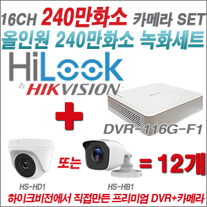 [올인원-2M] DVR116GF1 16CH + 하이크비전OEM 240만화소 카메라 12개 SET (실내/실외형 3.6mm 렌즈출고)