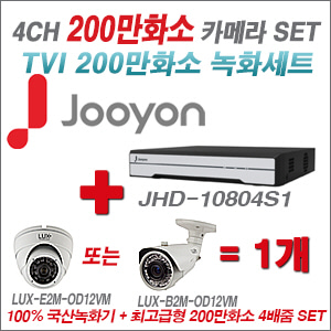 [TVI-2M] JHD10804S1 4CH + 최고급형 200만화소 4배줌 카메라 1개 SET (실외형 품절)