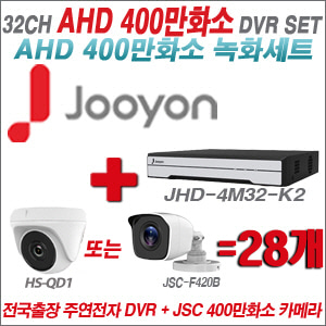 [AHD-4M] JHD4M32K2 32CH + 400만화소 정품 카메라 28개 SET (실내형/실외형 3.6mm 출고)