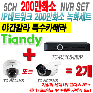 [IP-2M] TCR3105I/B/P  5CH NVR + 텐디 200만화소 야간칼라 4배줌 IP카메라 2개 SET