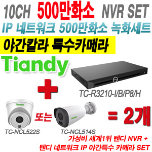 [IP-5M] TCR3210I/B/P8/H 20CH NVR + 텐디 500만화소 야간칼라 IP카메라 2개 SET (실내형2.8mm/실외형 4mm출고)