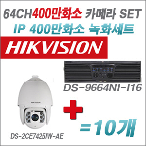[IP-4M] DS-9664NI-I16 64CH 4K + 하이크비전 400만화소 IP PTZ카메라 10개 SET