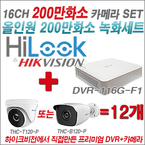 [올인원-2M] DVR116GF1 16CH + 하이룩 200만화소 올인원 카메라 12개 SET (실내 /실외형 3.6mm출고 )