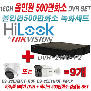 [TVI-5M] DVR216UF2 16CH + 하이크비전 500만화소 경광등카메라 9개세트 (실내/실외형 3.6mm 렌즈출고)